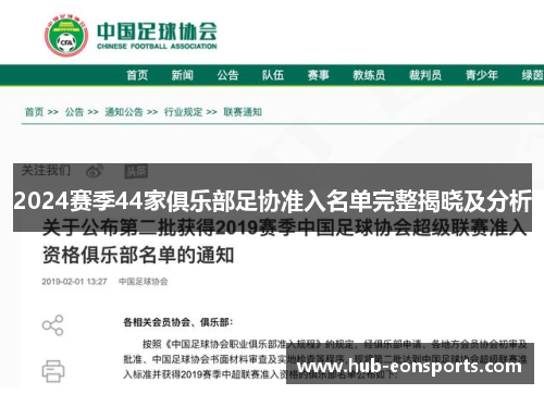 2024赛季44家俱乐部足协准入名单完整揭晓及分析