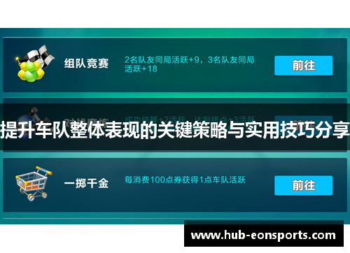 提升车队整体表现的关键策略与实用技巧分享